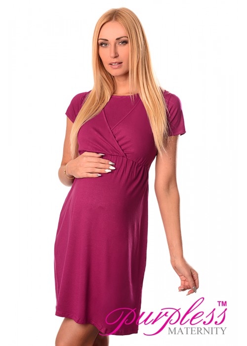 Maternity and Nursing Dress 7200 Dark Pink