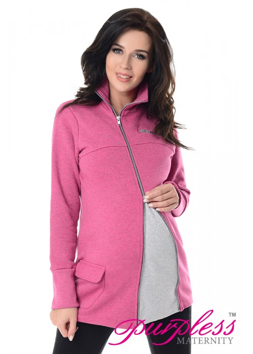 Adjustable Maternity Sweatshirt 9055 Dark Pink Melange