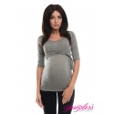 2in1 Maternity & Nursing 3/4 Sleeved Wrap Top 7035 Dark Gray Melange