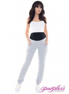 Elasticated Belly Band Trousers 1321 Light Gray Melange