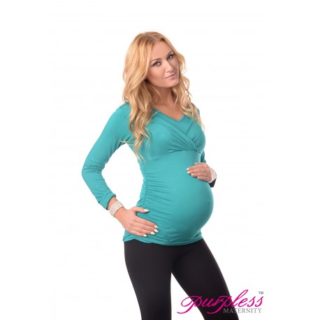 2in1 Maternity & Nursing V Neck Top 7014 Turquoise