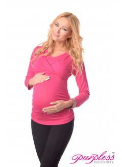 2in1 Maternity & Nursing V Neck Top 7014 Hot Pink