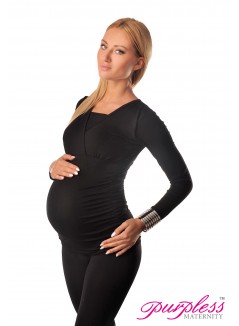2 in 1 Maternity and Nursing Top 7007 Black