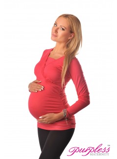 2 in 1 Maternity and Nursing Top 7007 Raspberry