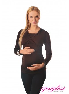 2 in 1 Maternity and Nursing Top 7007 Brown