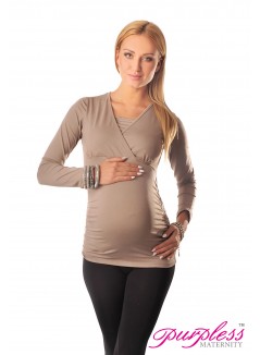 2 in 1 Maternity and Nursing Top 7007 Cappuccino