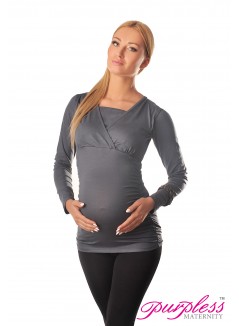 2 in 1 Maternity and Nursing Top 7007 Army Gray