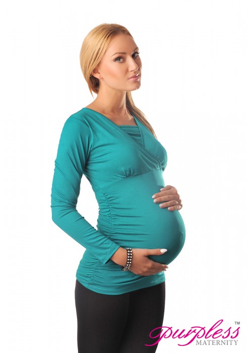 2 in 1 Maternity and Nursing Top 7007 Turquoise
