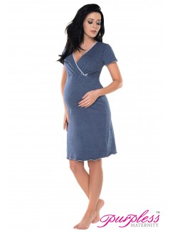 Pregnancy and Nursing Nightdress 1055n Indigo Jeans Melange