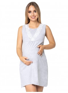 Pregnancy and Nursing Nightdress 4141n Light Gray Melange