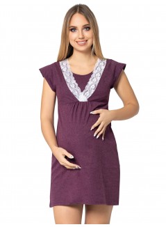Pregnancy and Nursing Nightdress 4242n Plum Melange