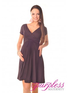 Short Sleeve Summer Dress 8417 Brown