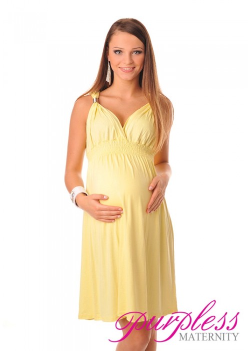 Maternity Summer Party Sun Dress 8423 Yellow