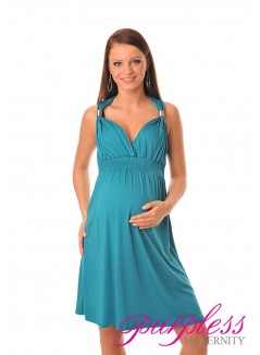 Maternity Summer Party Sun Dress 8423 Dark Turquoise