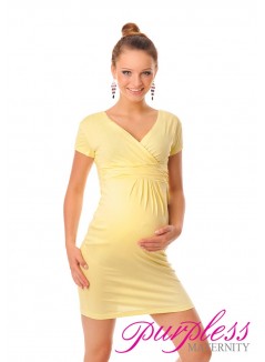 Maternity V-Neck Pregnancy Dress 8415 Yellow