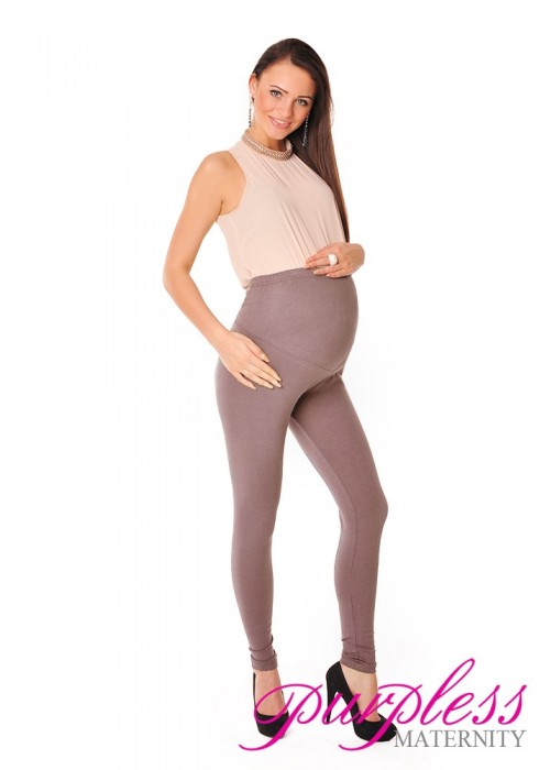 Stretchy Maternity Leggings Over Bump Full Length 1050 Cappuccino