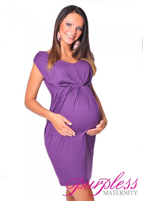 Sleeveless V Neck Maternity Dress 8437 Violet