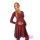 Long Sleeve Maternity V Neck Dress 4419 Burgundy