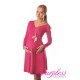 Long Sleeve Maternity V Neck Dress 4419 Hot Pink