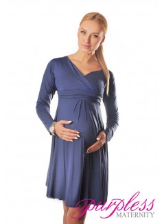 Long Sleeve Maternity V Neck Dress 4419 Jeans