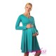 Long Sleeve Maternity V Neck Dress 4419 Dark Turquoise